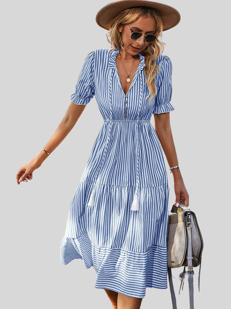 Isabella | Gestreiftes Midikleid