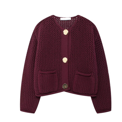 Camellia - Vintage-Strickjacke mit Knöpfen für Damen