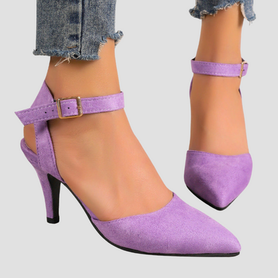 Naima™ - Elegante Sandaletten Mit Absatz, Doppelte Knöchelriemen & Spitz Zulaufend, Wildleder-Optik