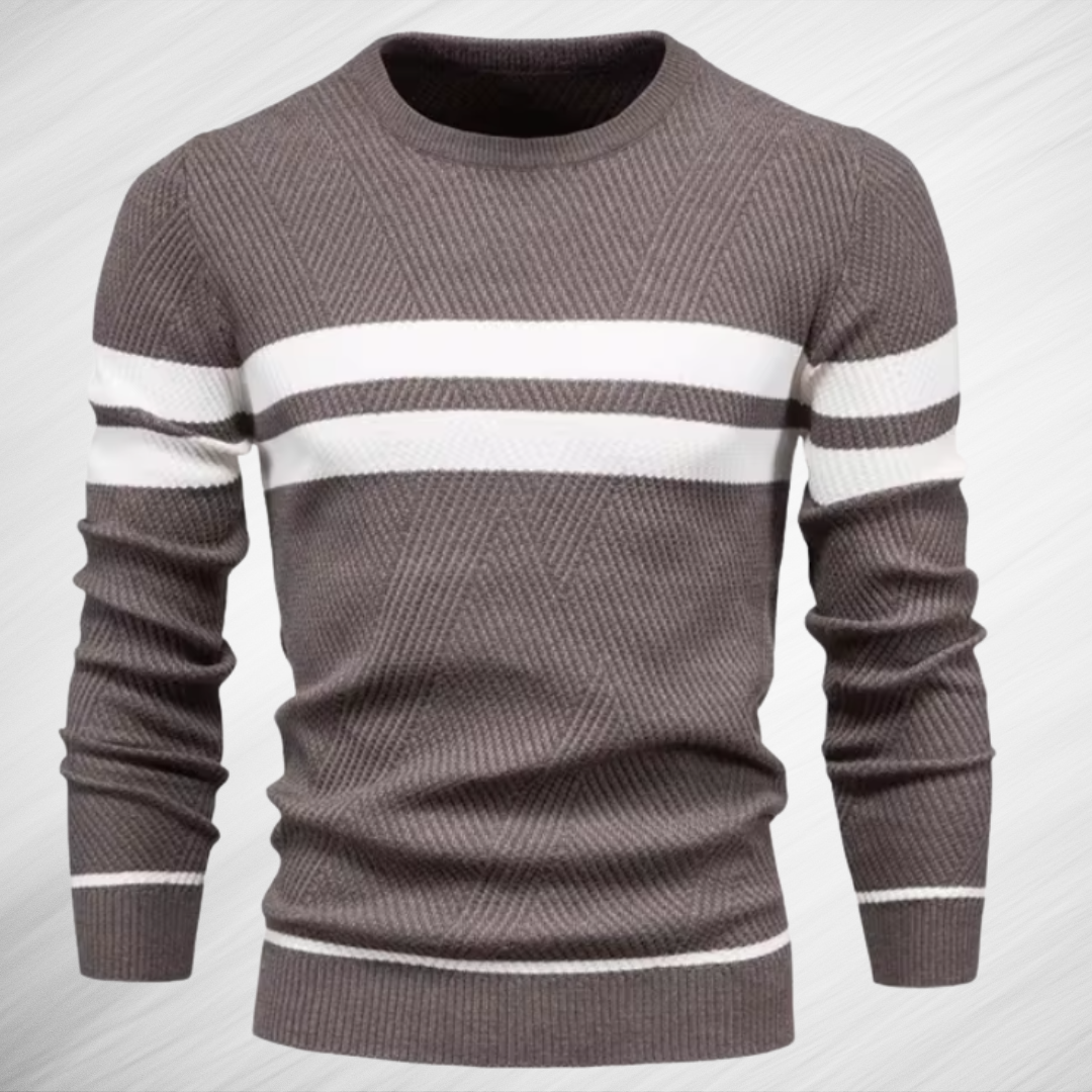 Eleganter Herren Streifenpullover Mit Zickzack-Muster – Atmungsaktiver Slim-Fit Klassiker