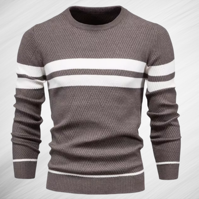 Eleganter Herren Streifenpullover Mit Zickzack-Muster – Atmungsaktiver Slim-Fit Klassiker