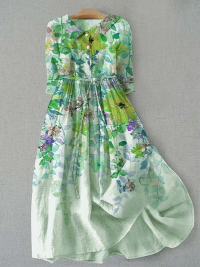 Liana - Geblümtes Midi-Hemdkleid mit Gürtel