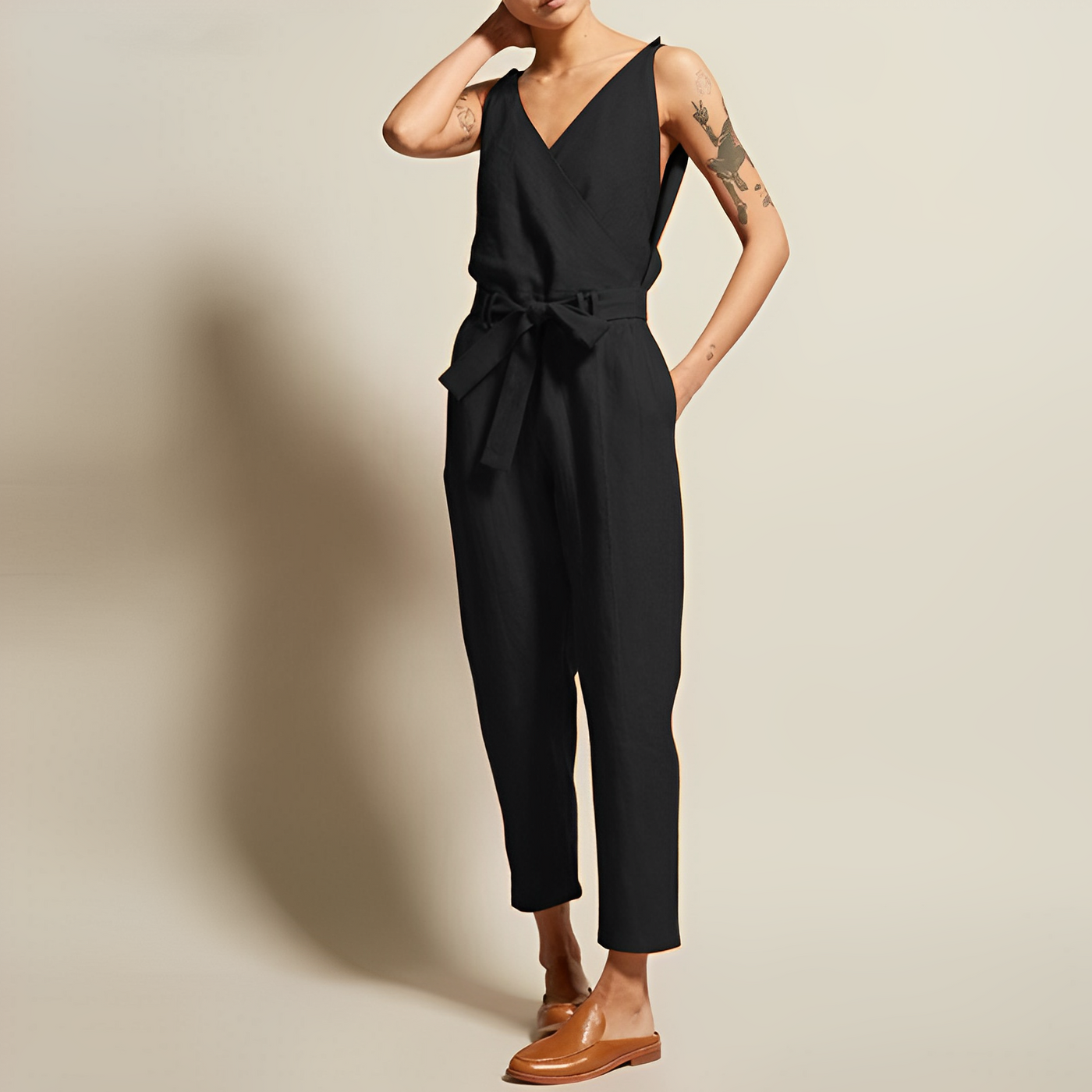 Precious - Lässige dünne Ärmel Jumpsuit