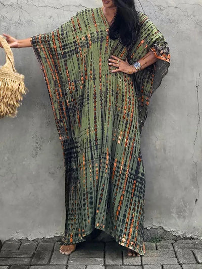 Amélie – Boho Kaftankleid mit Batikmuster und lockerem Schnitt