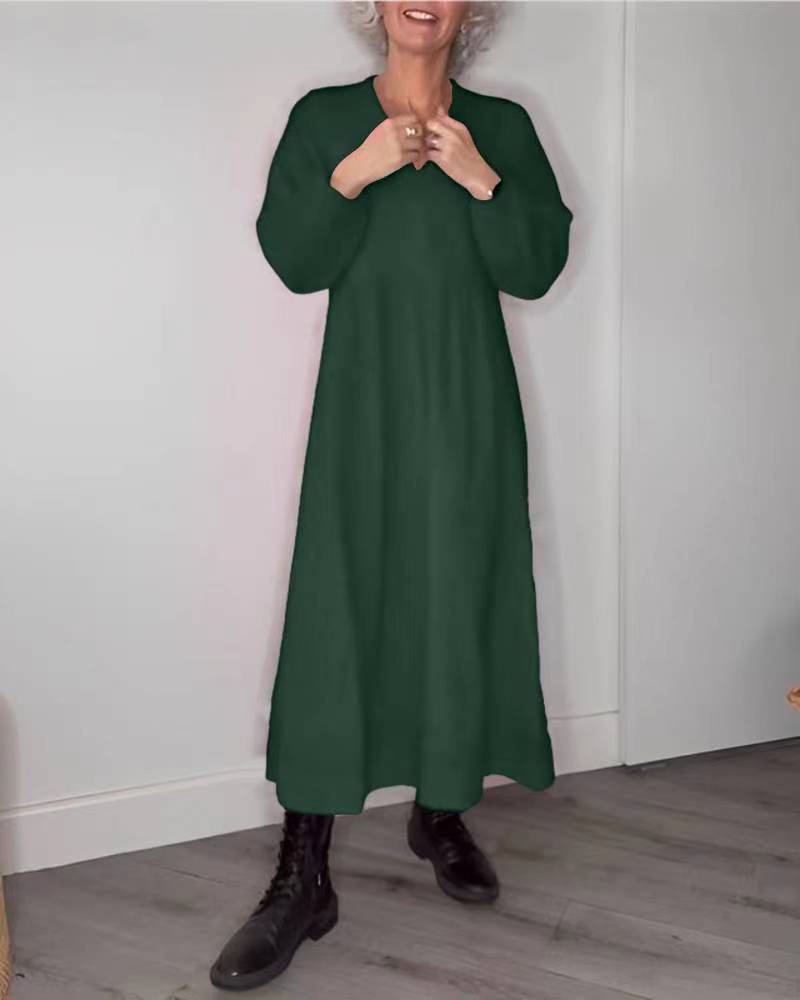 Teresa - Langes Maxikleid mit langen Ärmeln und minimalistischem Stil