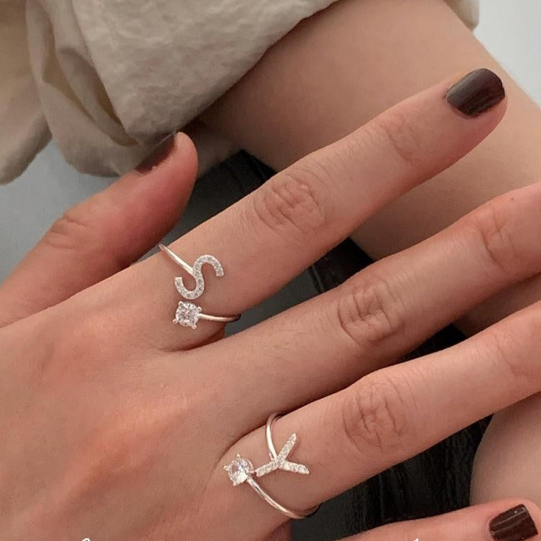 Zirkonia Buchstabenring aus Silber