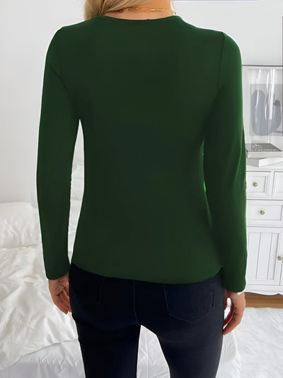 Hildegard | Elegantes V-Ausschnitt Langarm-Top