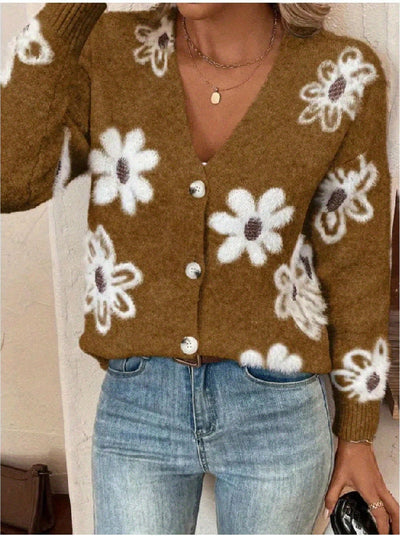 Daisy - Strickjacke mit Blumenmuster und Gänseblümchen