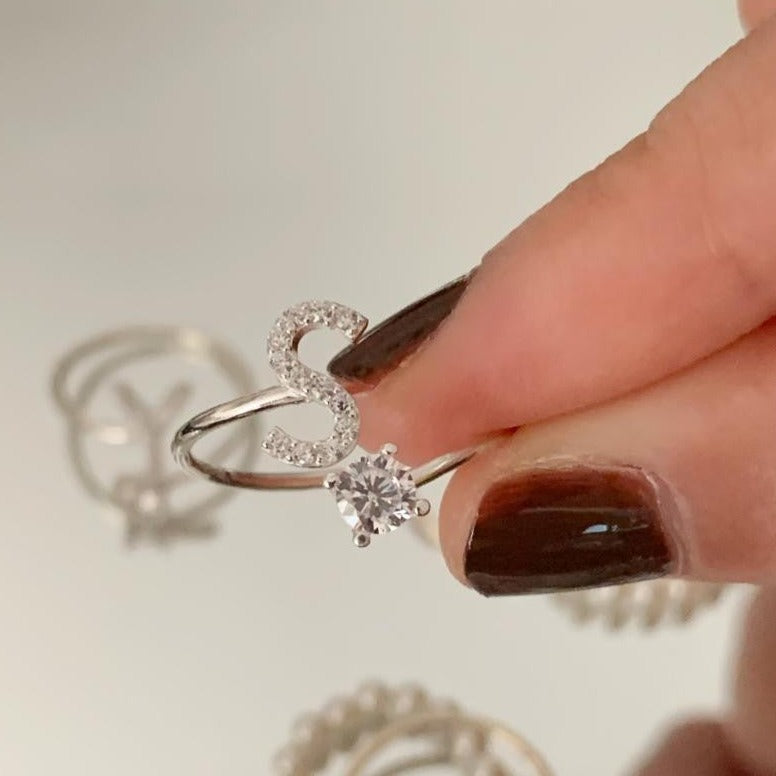 Zirkonia Buchstabenring aus Silber