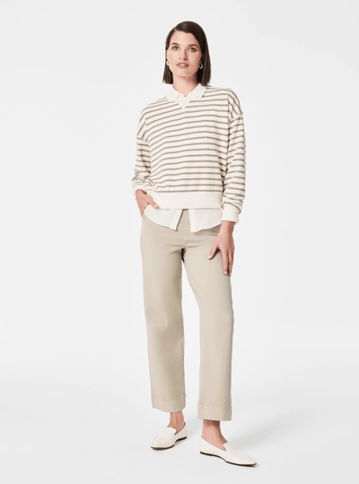 Alva™ - Taillenkontrollierende Twill Cropped Weite Hose