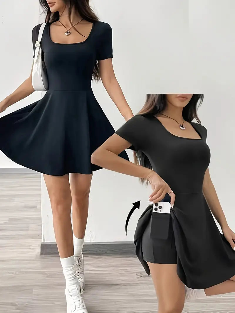 Gudrun – Schickes Skaterkleid mit integrierten Shorts und Tasche