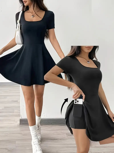 Gudrun – Schickes Skaterkleid mit integrierten Shorts und Tasche