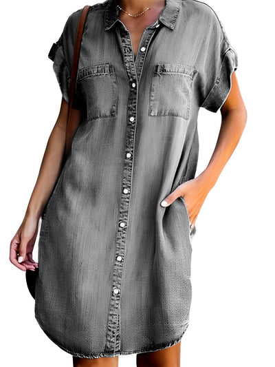 Anise- Jeans-Midikleid mit kurzen Ärmeln