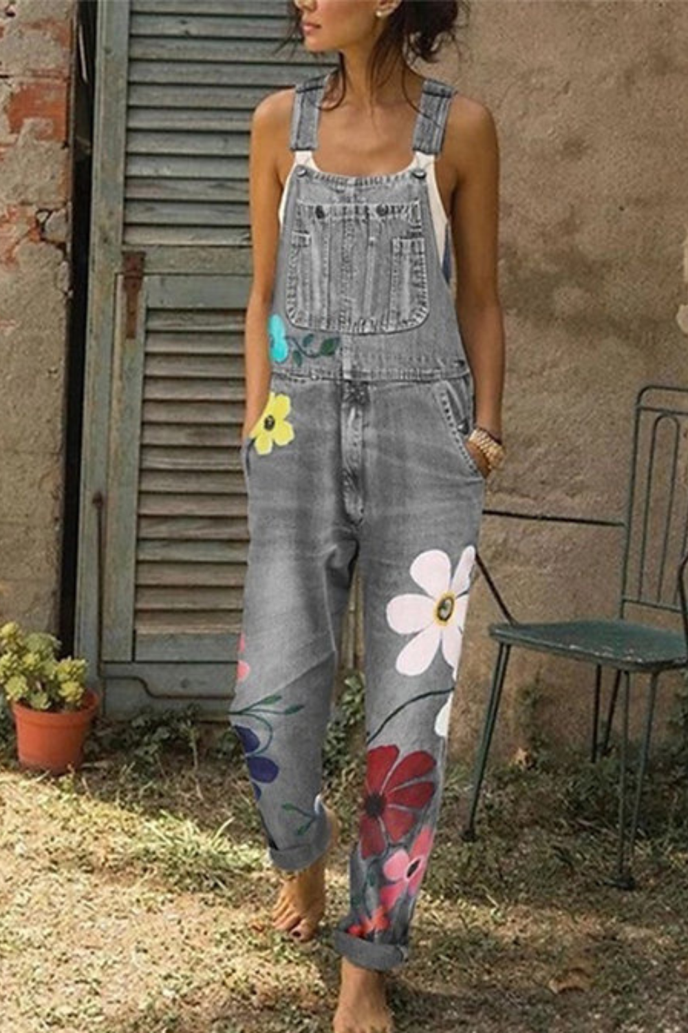 Celestia - Ärmelloser Denim-Jumpsuit