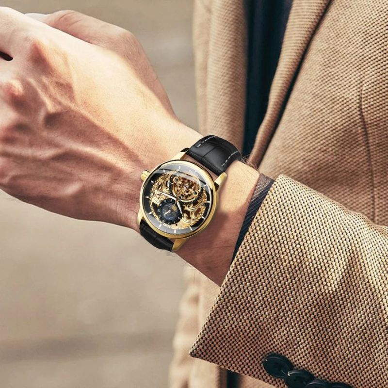 Skelettierte Automatikuhr mit Mondphase - Elegante Luxusuhren für Präzision und Stil