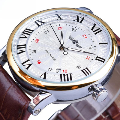 Fadenburg Luxus Leder Vollautomatische Uhr mit Kalenderfunktion - Elegantes Design für Den Herren