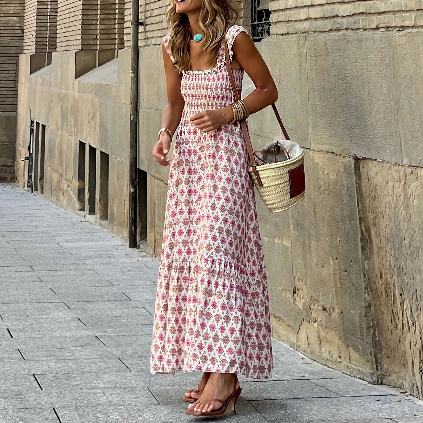 Sabrina - Boho Kleid mit Tribal-Print für frühlingshaften Stil