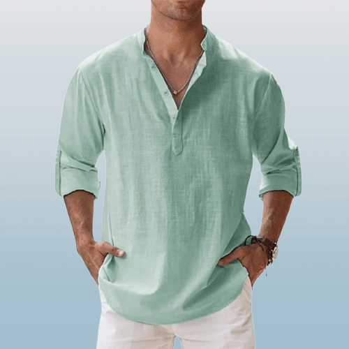 Relaxed Fit – Leinen-Henley für Herren