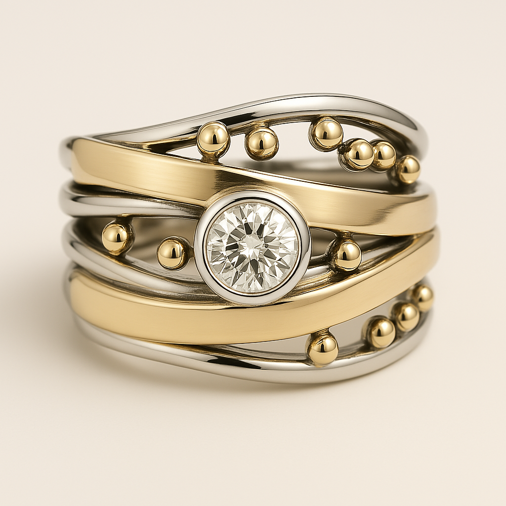 Vergoldeter Vintage-Ring mit eingefasstem Zirkonia
