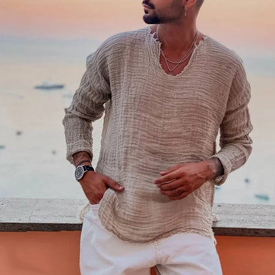 Allan - Schlichtes Sommershirt mit V-Ausschnitt