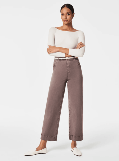 Alva™ - Taillenkontrollierende Twill Cropped Weite Hose