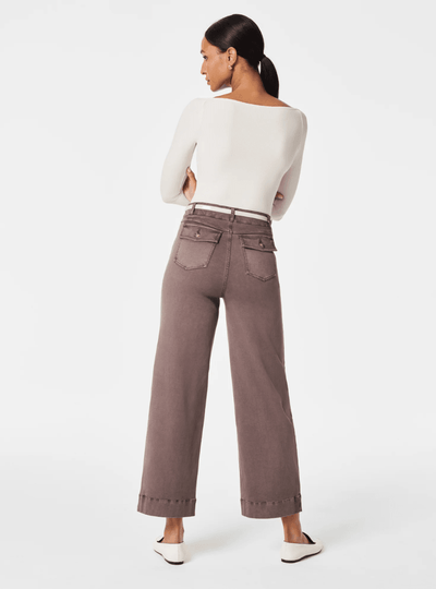 Alva™ - Taillenkontrollierende Twill Cropped Weite Hose