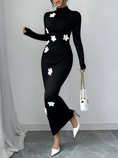 Anina | Elegantes Bodycon-Kleid mit floralem Hals-Ausschnitt