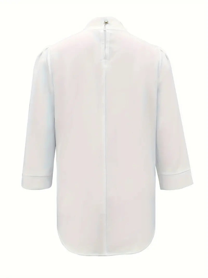 Dravessa – Bluse mit hohem Kragen und floraler Eleganz