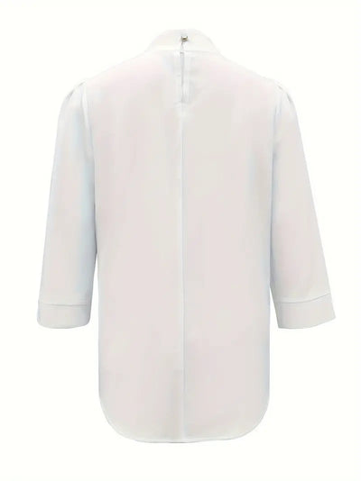 Dravessa – Bluse mit hohem Kragen und floraler Eleganz