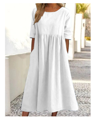 Elegantes Baumwoll-Leinen Kleid mit praktischen Taschen