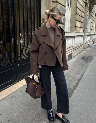 Saira | Kurzer Zweireihiger Gürtelmantel