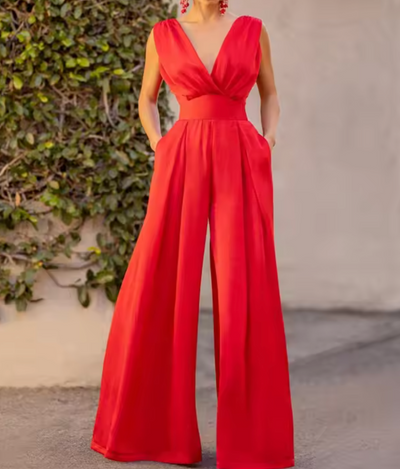 Amelith – Eleganter V-Ausschnitt-Jumpsuit