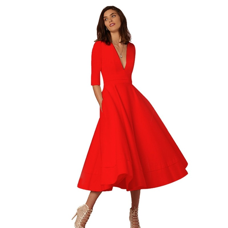 Erykah - Elegantes Retro-Kleid mit V-Ausschnitt
