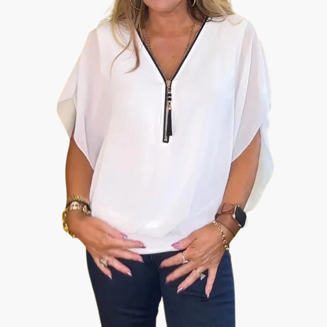 Helene | Chiffon-Top mit Reißverschluss