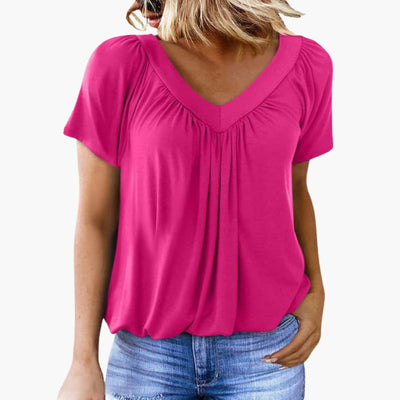 Leni | Top mit gekräuseltem V-Ausschnitt