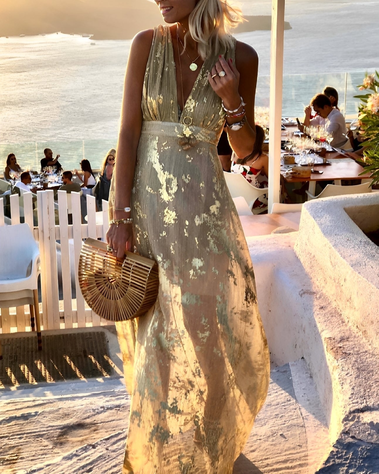 Aubrey - Fließendes Maxikleid mit Vergoldung für Damen