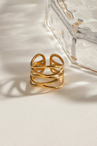 Catalina | Elegante Wellenförmige Edelstahlring Mit Verstellbarem Design, Ultraleicht