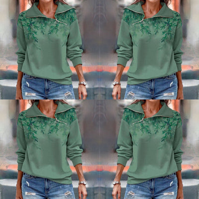 Eva – grüner pullover mit reißverschluss