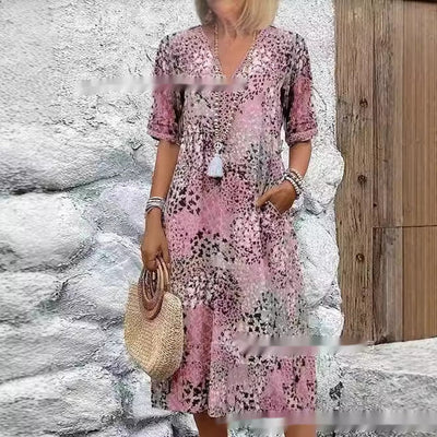 Arlene - Bedrucktes Midikleid mit V-Ausschnitt