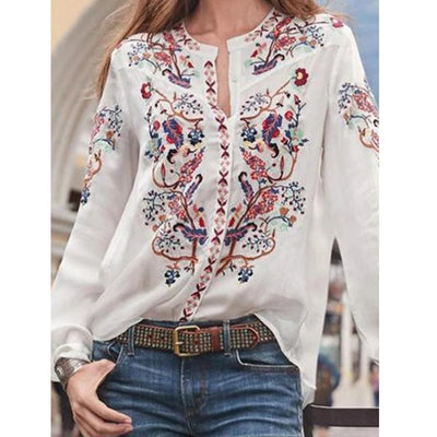Shelanie - Boho-Bluse mit Blumenstickerei