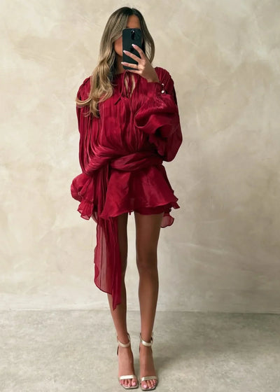 Rosella - Plissiertes Minikleid mit Rüschen