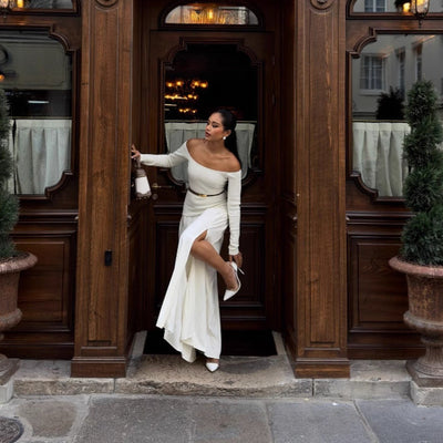 Analia - Elegantes schulterfreies langes Kleid für Frauen