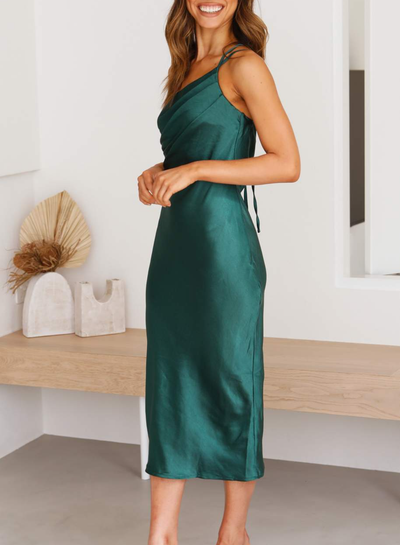Cassia - Satin-Midikleid Mit Offenem Rücken