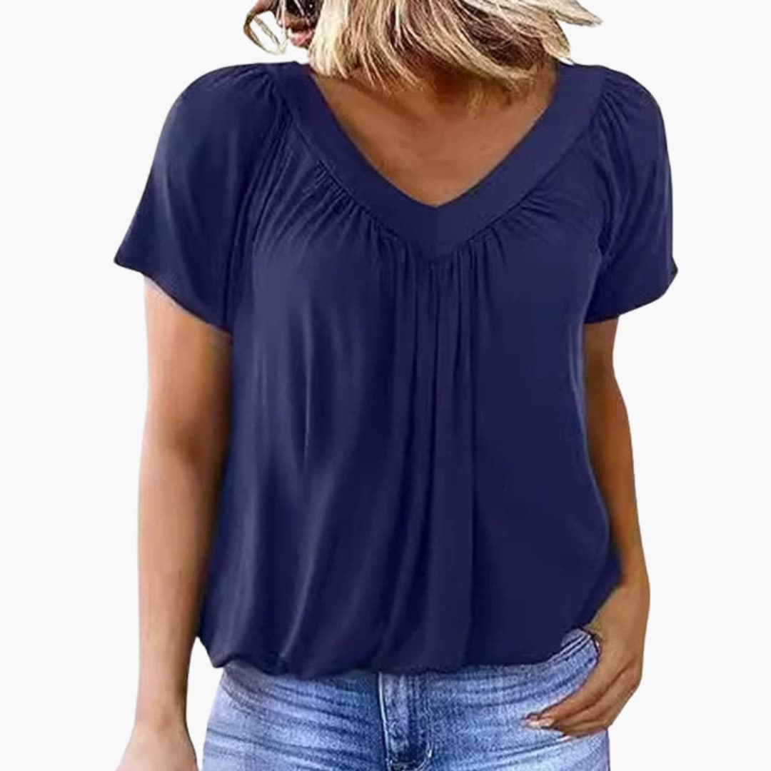 Leni | Top mit gekräuseltem V-Ausschnitt