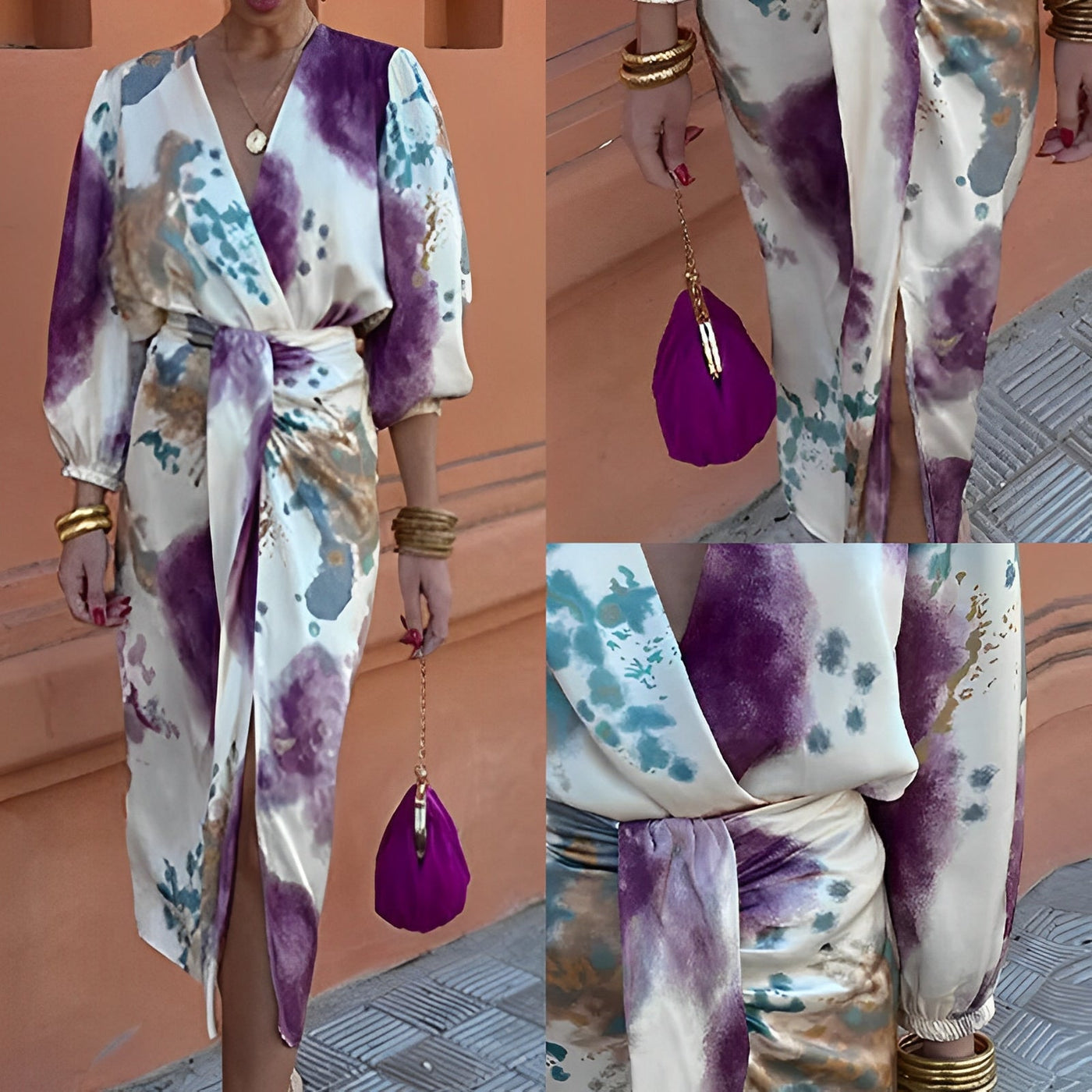 Jazmyn - Elegantes V-Ausschnitt-Kleid für Damen