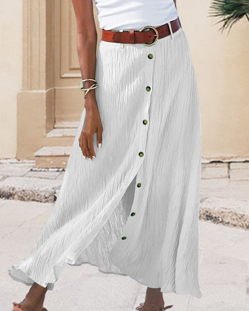 Lotte | Eleganter langer Rock in Unifarbe