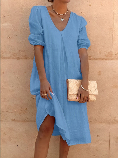 Dene - Lässiges Midi-Kleid mit V-Ausschnitt