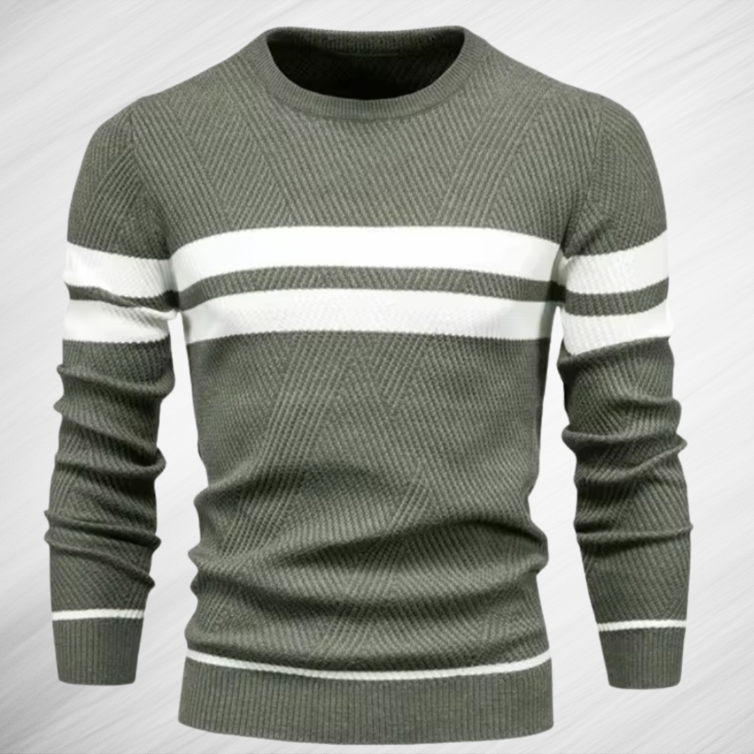 Eleganter Herren Streifenpullover Mit Zickzack-Muster – Atmungsaktiver Slim-Fit Klassiker