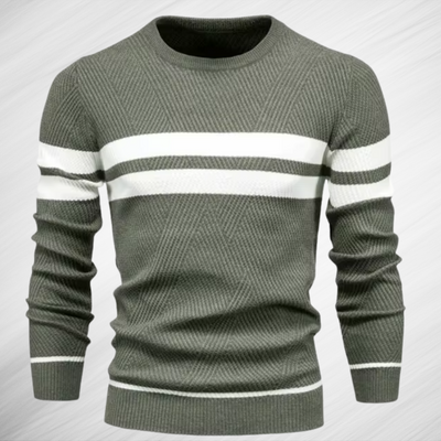 Eleganter Herren Streifenpullover Mit Zickzack-Muster – Atmungsaktiver Slim-Fit Klassiker