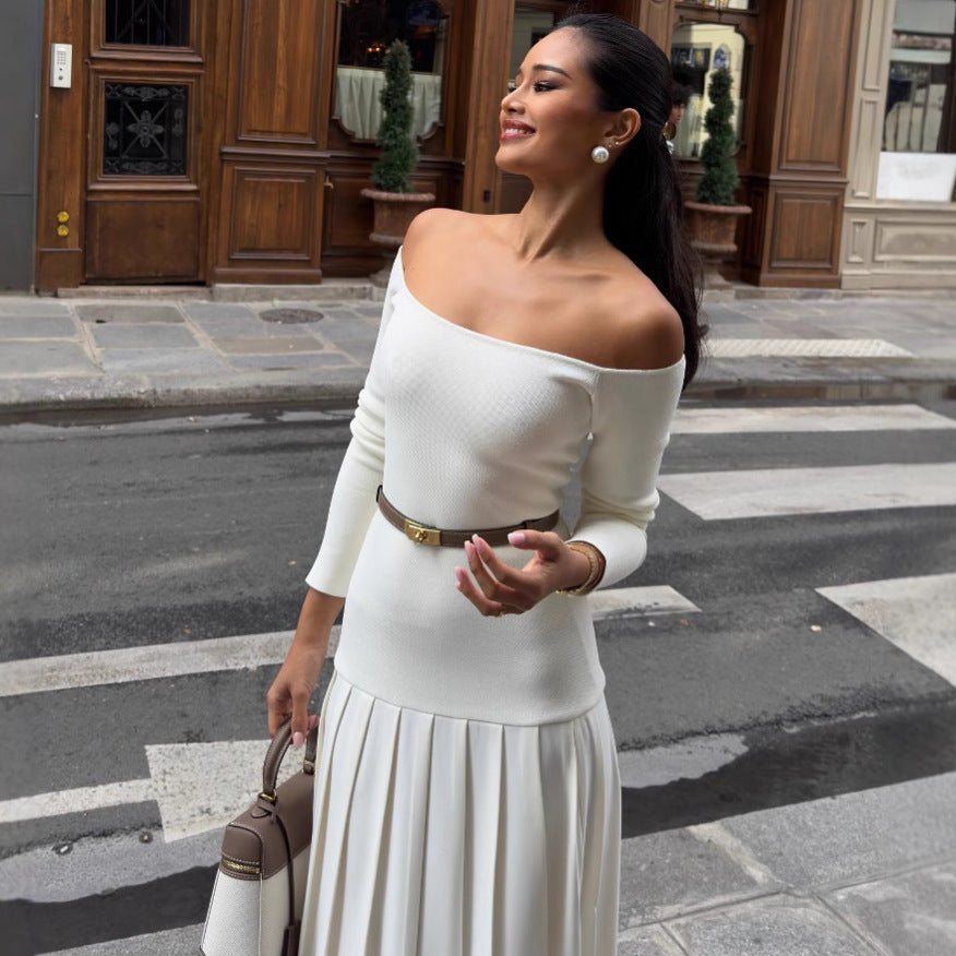 Analia - Elegantes schulterfreies langes Kleid für Frauen